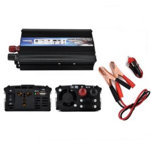 Power Inverter อินเวอร์เตอร์ 12V TO 220V 1000W แถมสายเชื่อมต่อที่จัดบุหรีและสายคีบ