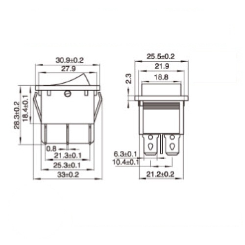 KCD4 สวิตซ์เปิด/ปิด 3 ทาง 6 ขา ขนาดใหญ่ 35x25.5mm - Image 4